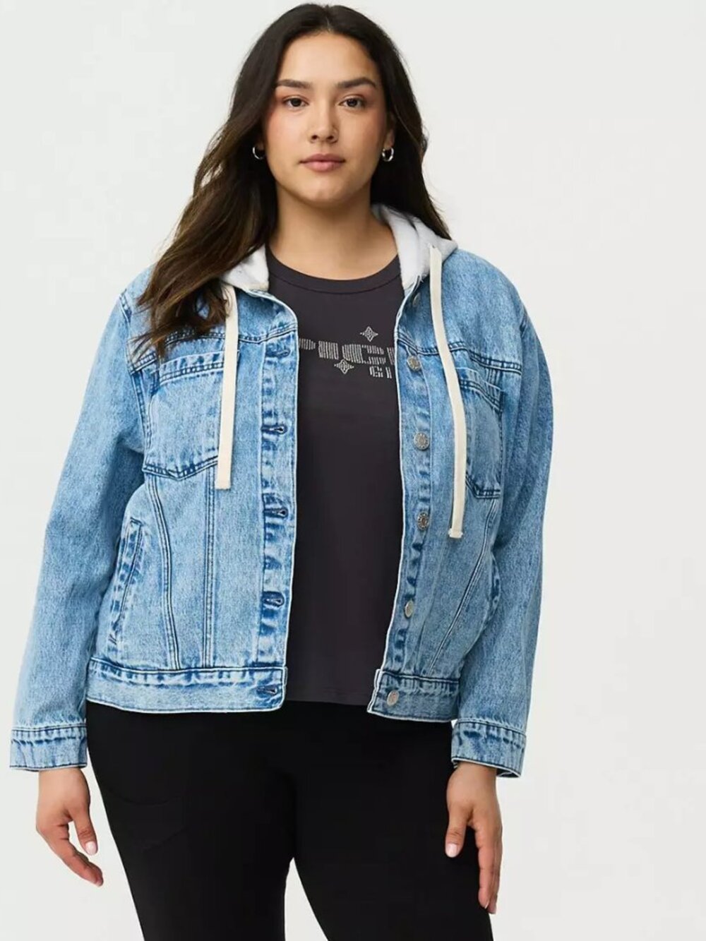 NWT Torrid Relaxed Hooded Denim Trucker Jacket
